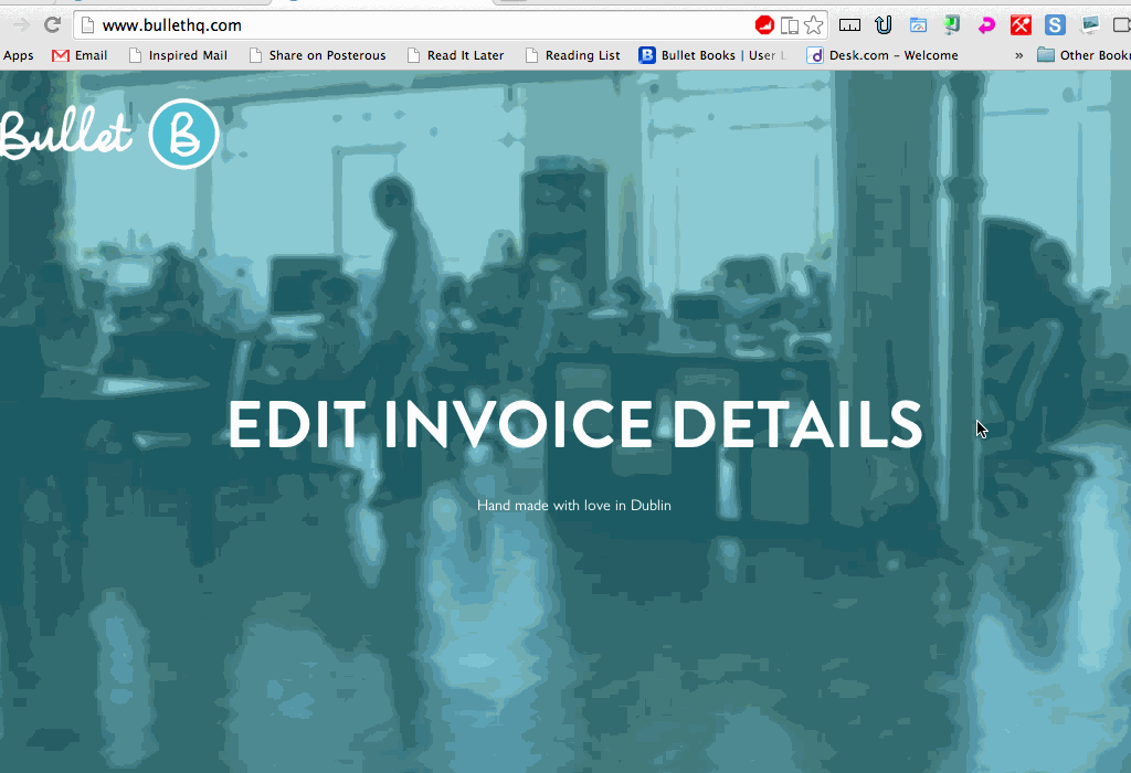 How to edit invoice details in Bullet free online invoice template